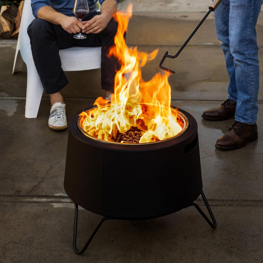 TIKI Social Smokeless Fire Pit, 20 in Wood Burning Fire Pit with Cover