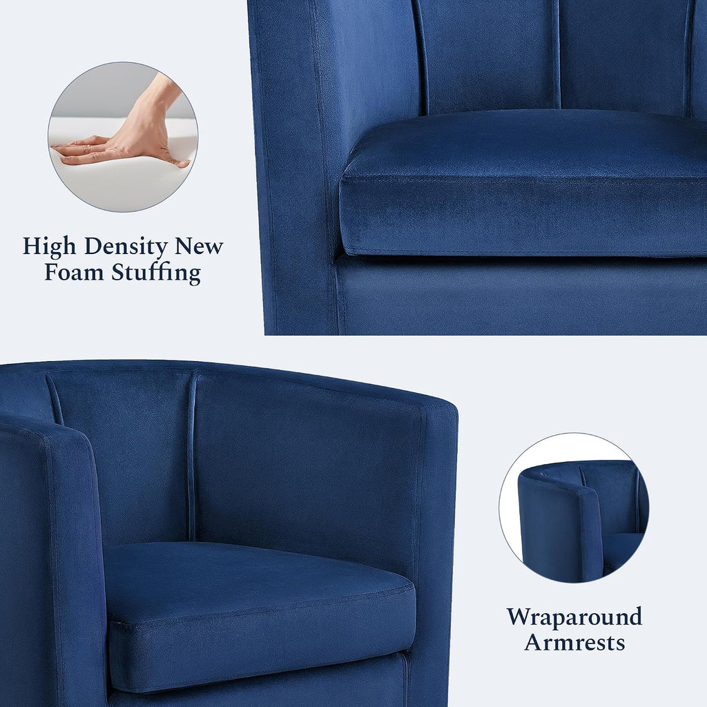 Yaheetech Barrel Accent Chair, Upholstered Modern Armchair, Blue