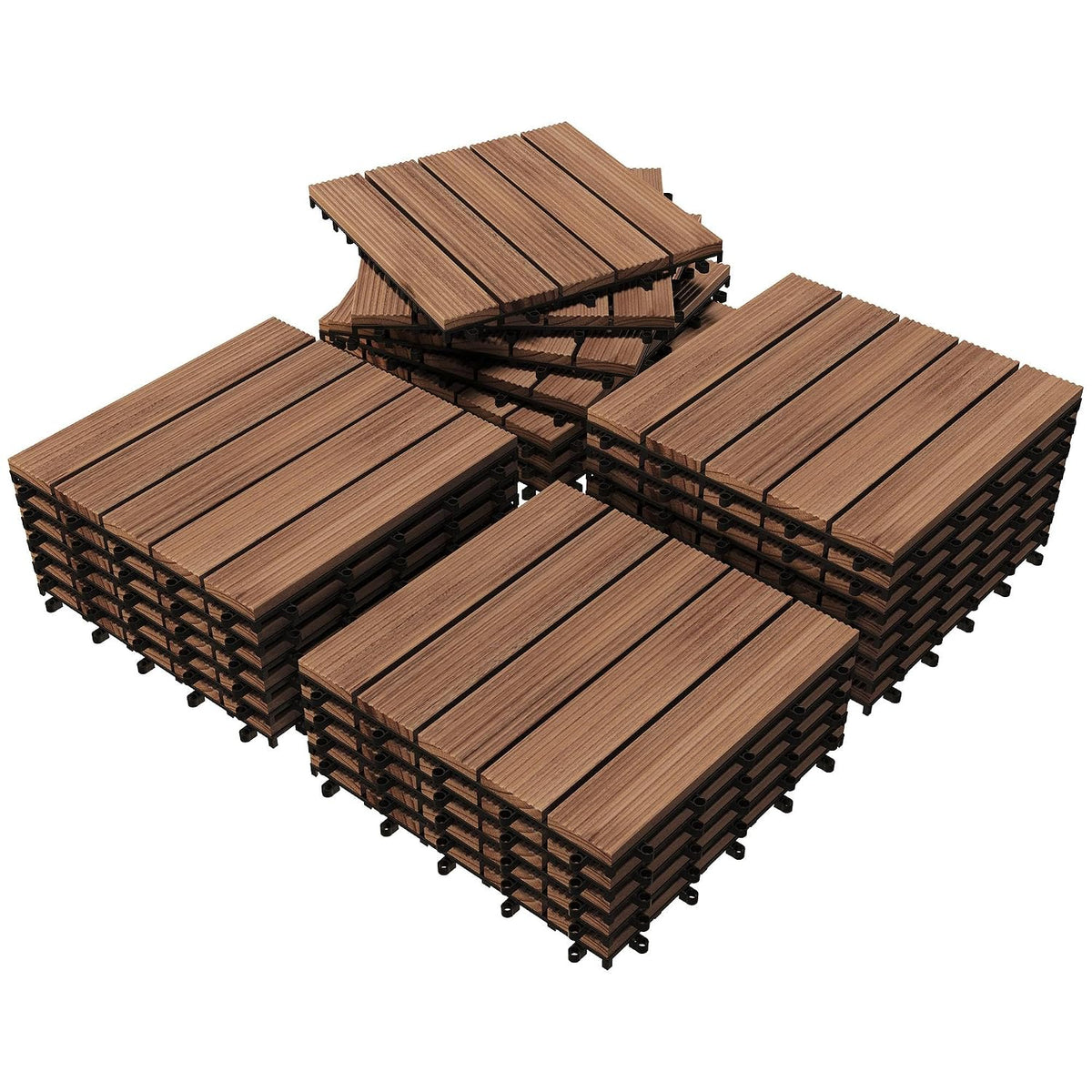 Yaheetech 27PCS Interlocking Deck Tiles Outdoor Patio Floor, Brown