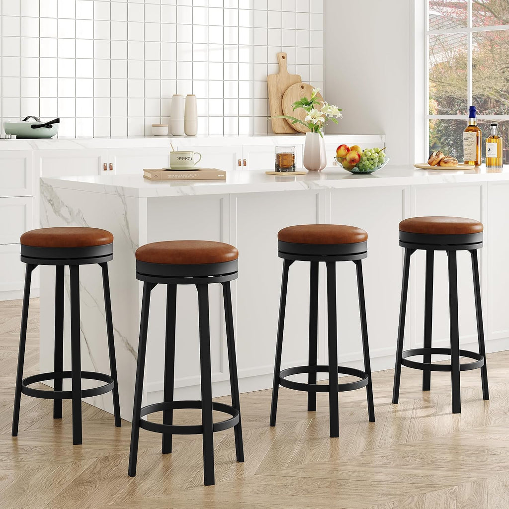 IDEALHOUSE 30'' Swivel Bar Stools Set of 4 with PU Leather Cushion