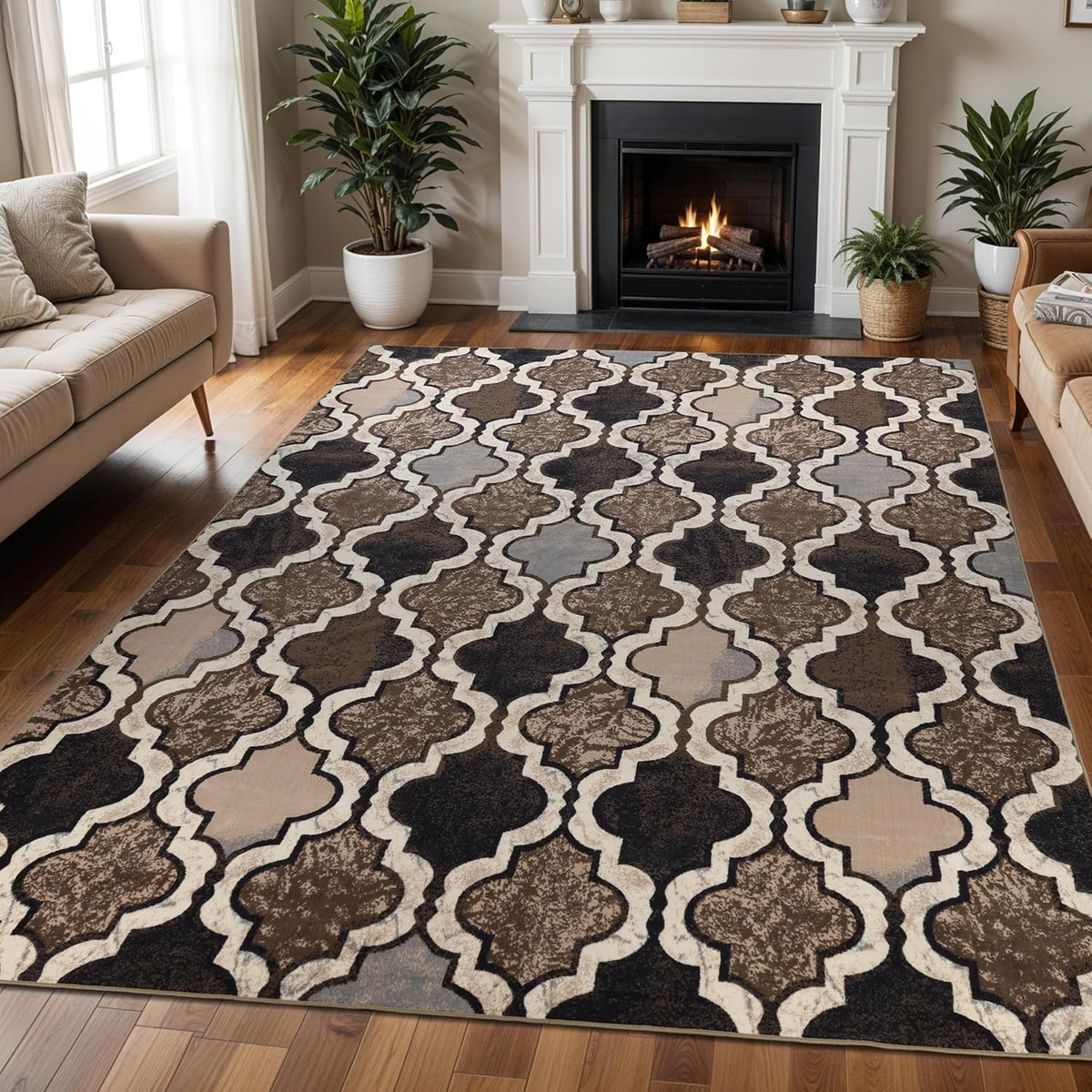 Superior Indoor Washable Rugs, Oversize Area Rug, 12'x15', B Ivory