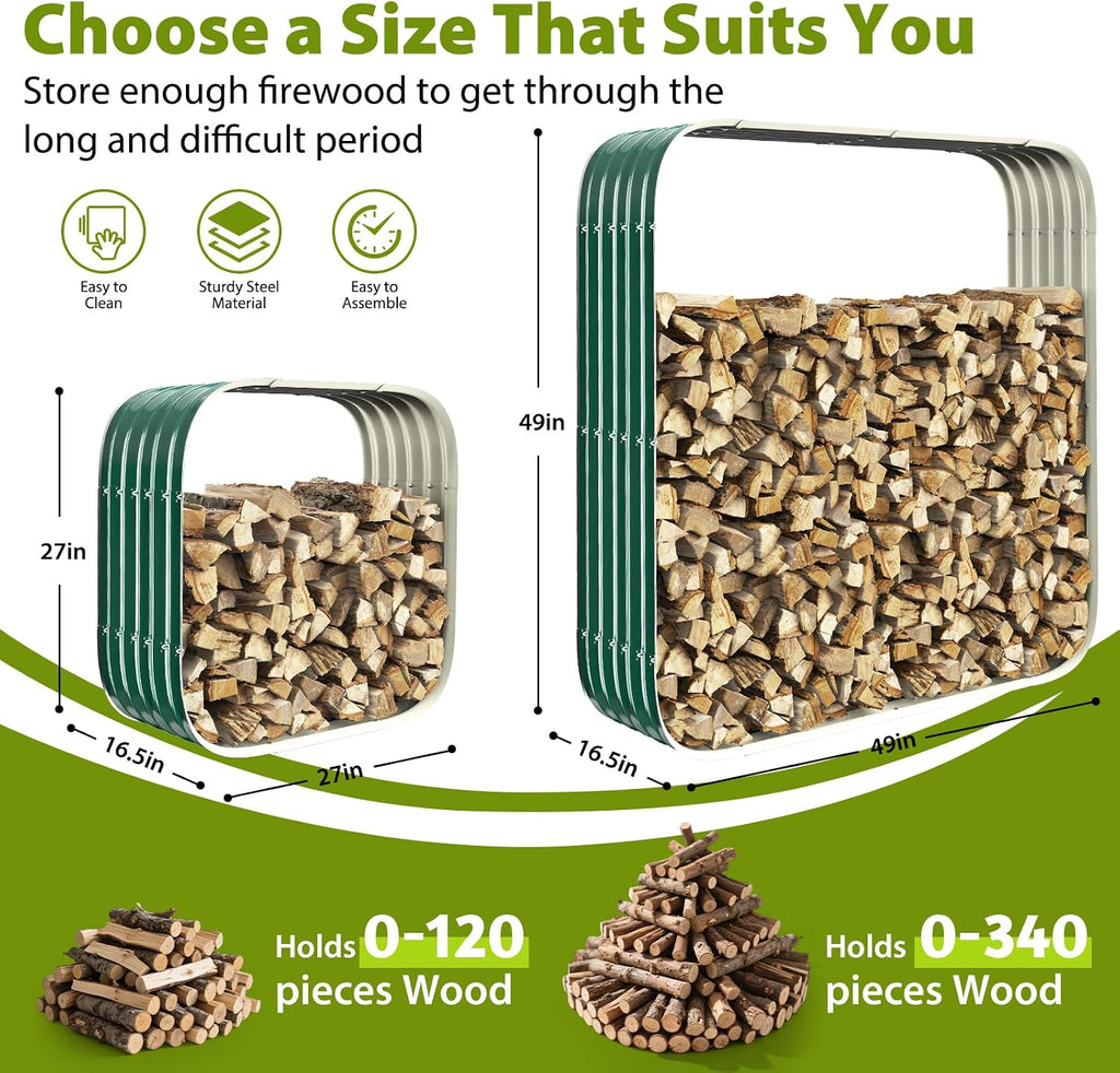 27.5 X 27.5 Inch Square Green Firewood Rack,Log Storage Outdoor / Indoor