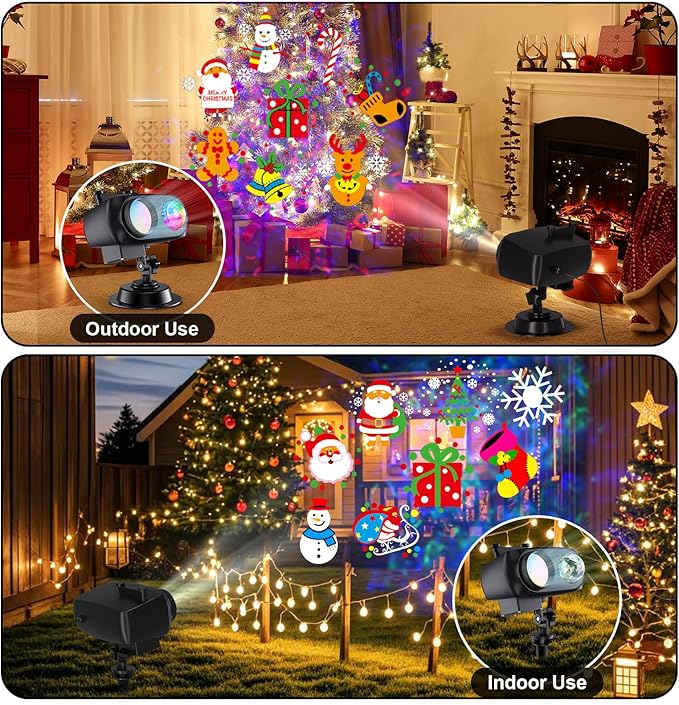 2025 Upgrade Christmas Halloween Projector Lights Outdoor Decorations, COOLWUFAN Holiday Projector Lights with Remote and 20 HD Effects(3D Ocean Wave) for Xmas Halloween Party Yard Decor