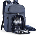 Vogano Picnic Backpack & Accessories – Insulated Picnic Set for 2 Person with Dual Compartments, Lightweight Blanket, Cutlery Set, for Newlyweds and Couples Gifts Blue