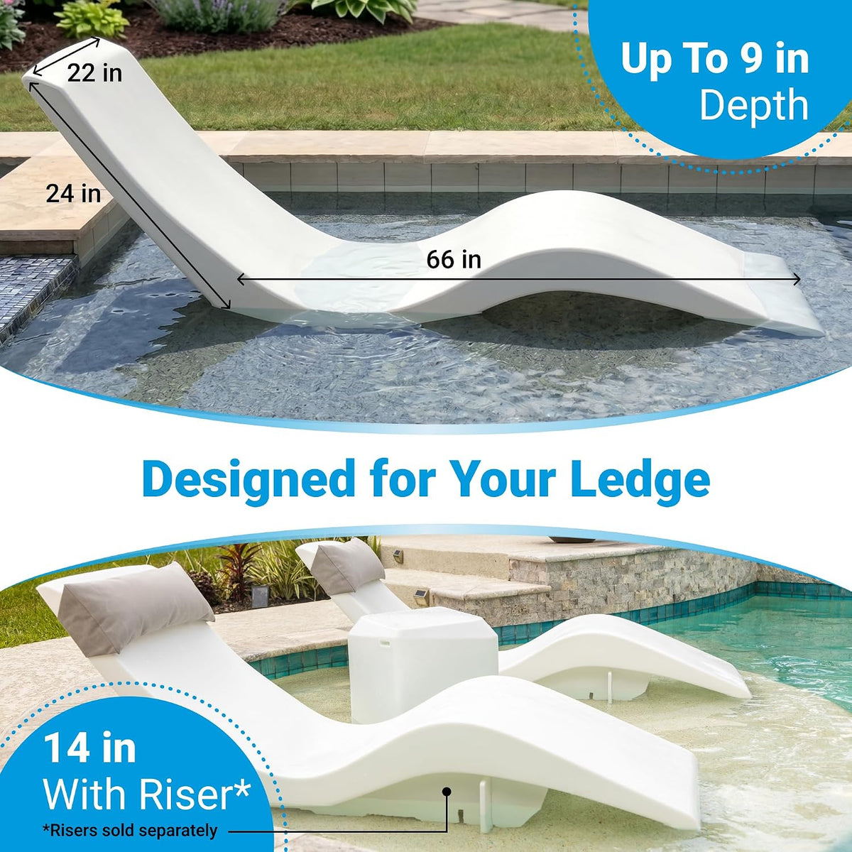 Aqua Outdoors Pool Lounge Chairs, Pool Chairs for in Pool, 9-in Water Depth