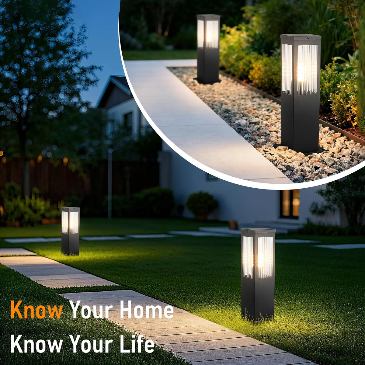 E26 Landscape Path Light,15.75 Inches Modern Outdoor 3000K Bollard Lighting
