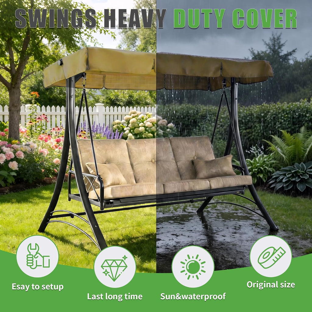 3 Person Patio Swing Replacement Canopy, Beige