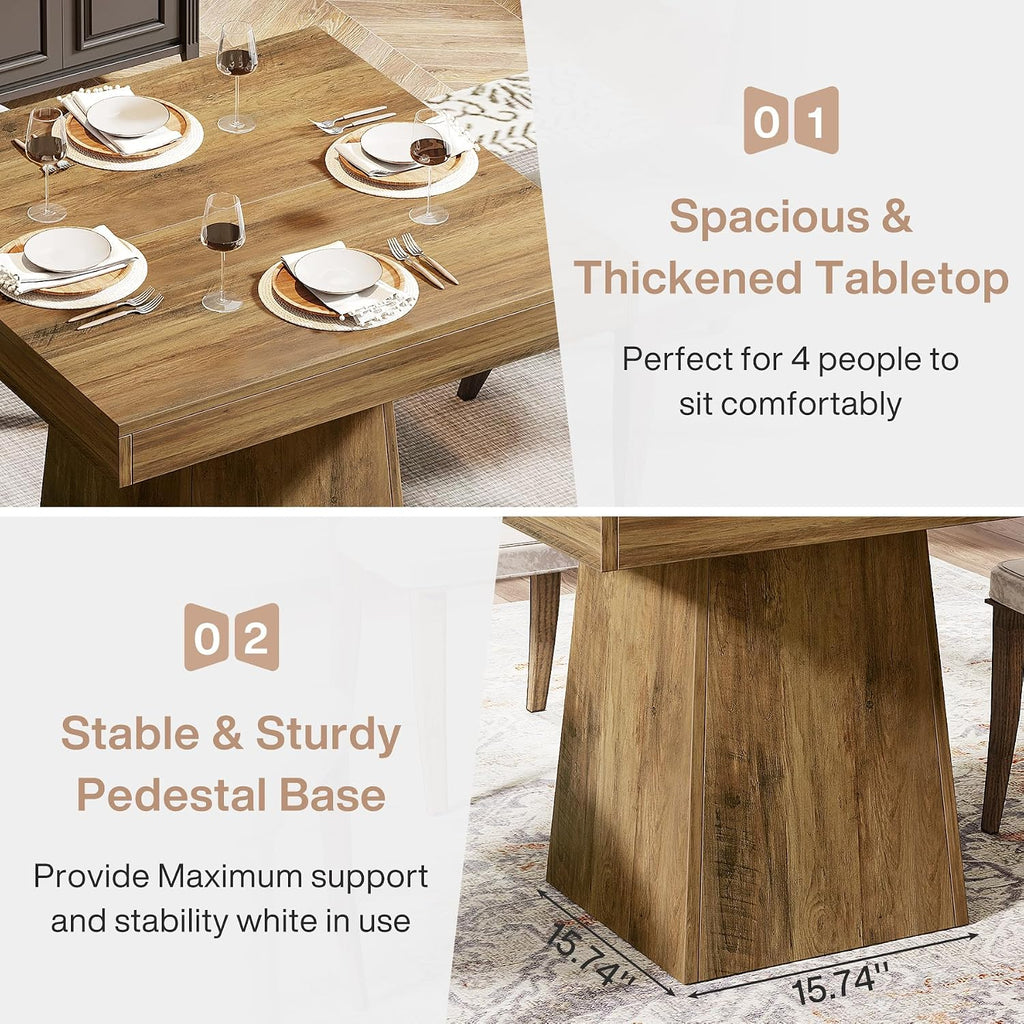 Tribesigns Square Dining Table for 4, 31.5" Farmhouse Small Kitchen Table