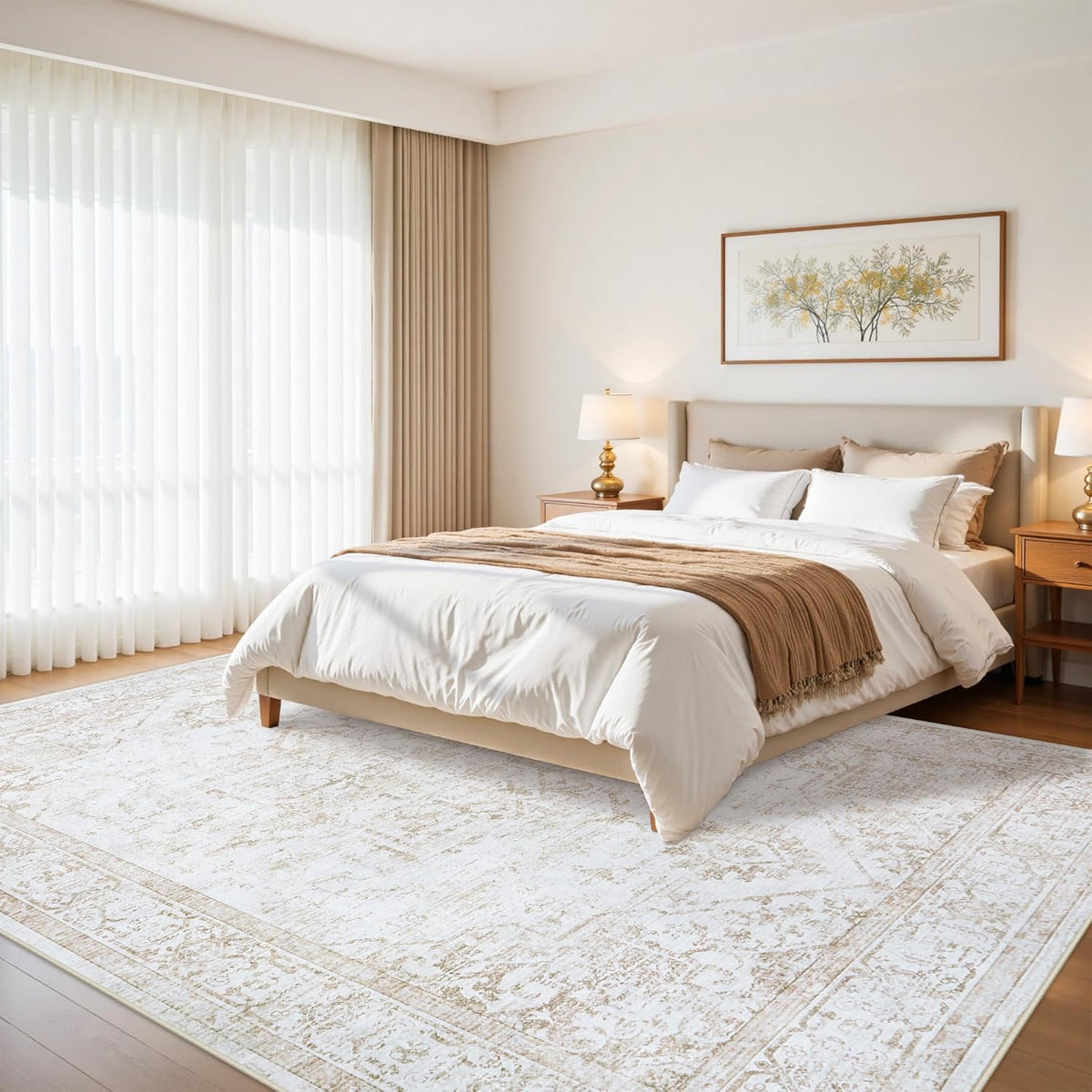 8x10 Area Rugs for Living Room Washable Non-Slip Rug Beige