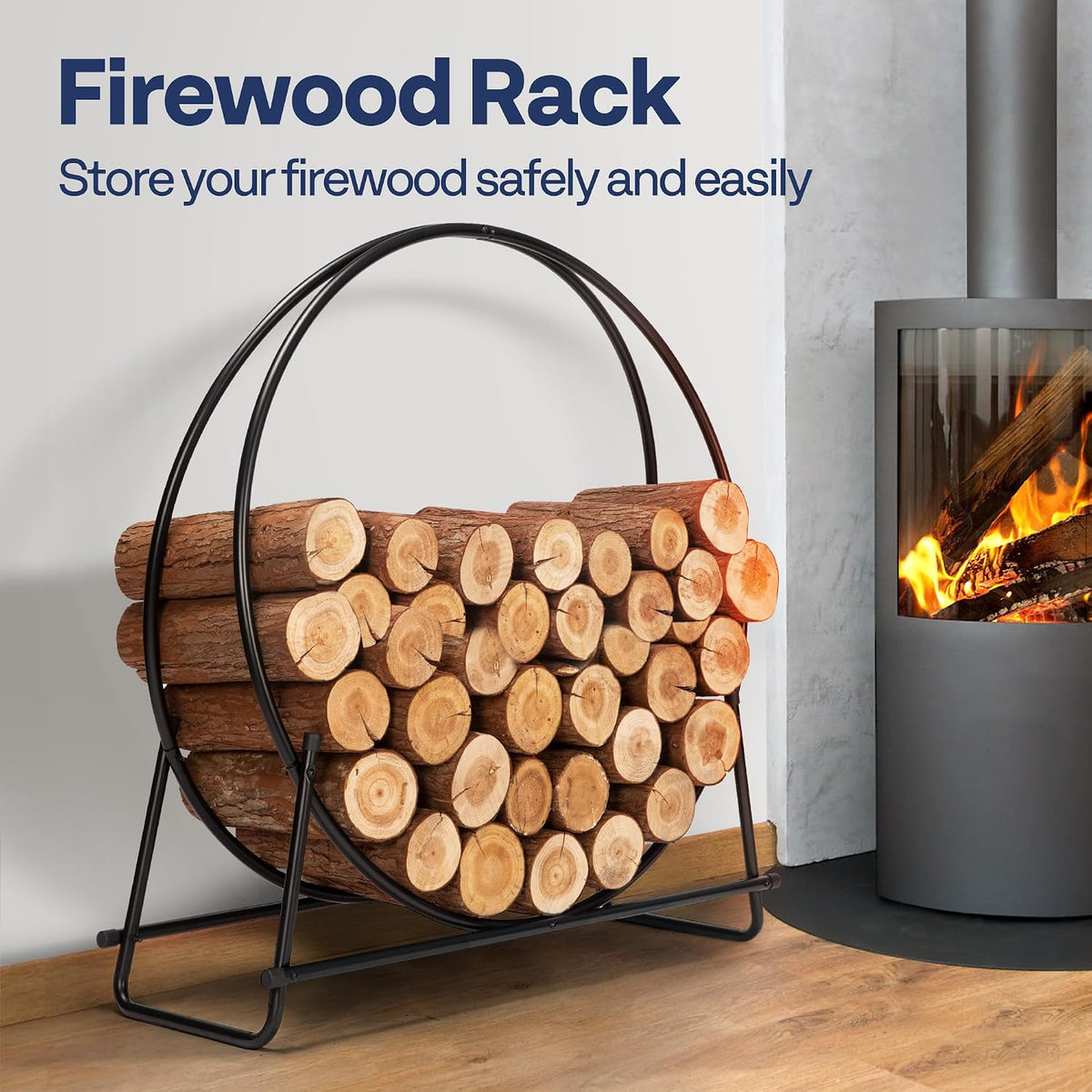 VIVOHOME 40 Inches Firewood Log Rack Hoop with Cover
