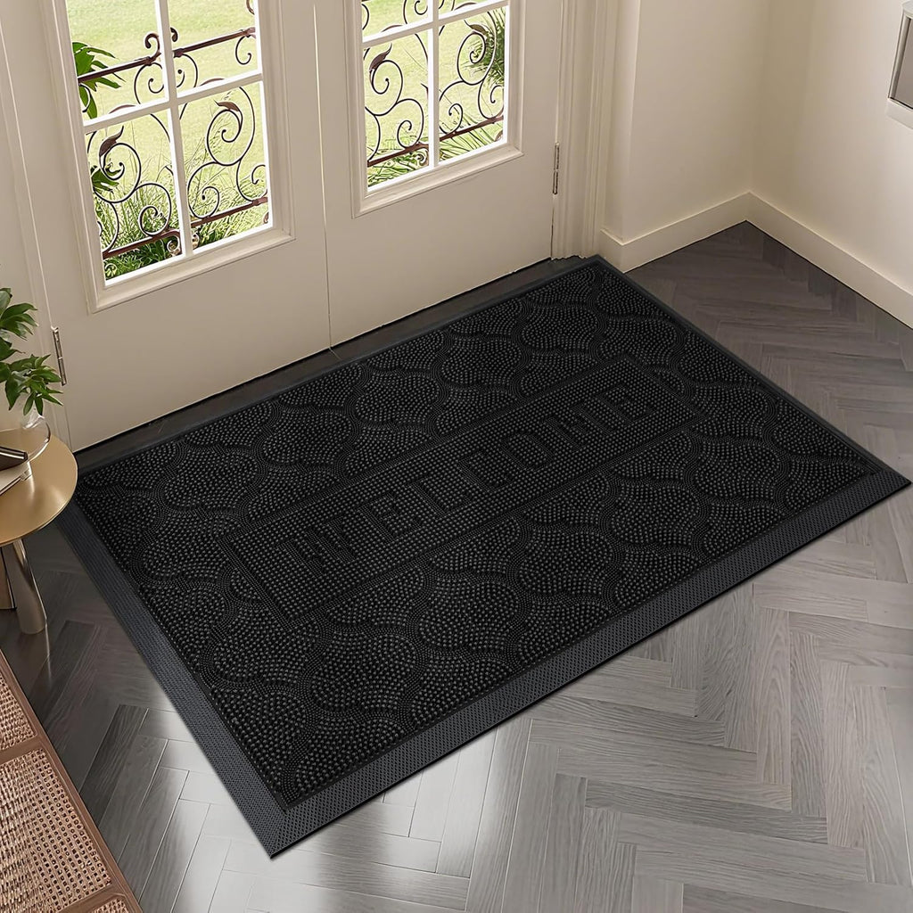 FRAMICS Front Door Mat Outside Entrance, Rubber Door Mats Welcome 24"x36"