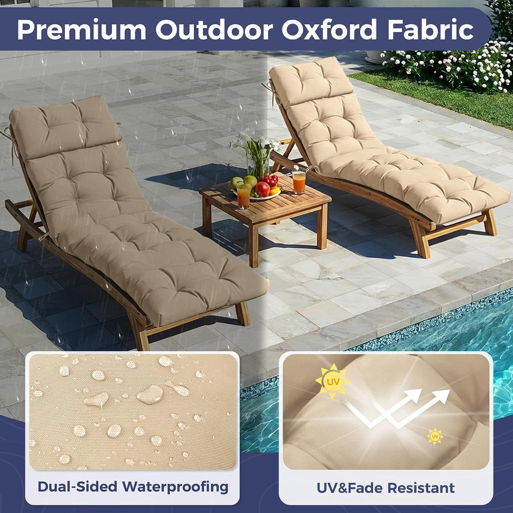 Outdoor Chaise Lounge Cushions, Waterproof Lounge Chair Cushions