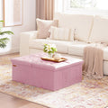 HAUSFRAU Ottoman with Storage Bench Folding Foot Rest Stool Pink