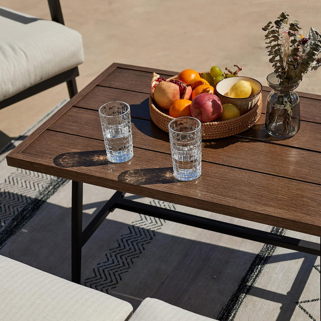 NATURAL EXPRESSIONS Outdoor Patio Coffee Table, Woodgrain Texture Tabletop