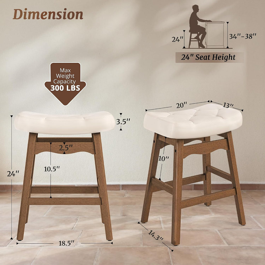 cozyman bar stools set of 3, 24" backless, close-up detail