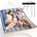 Everyfun 2 Person Quilted Hammock with Spreader Bar, 500lbs Capacity, Blue