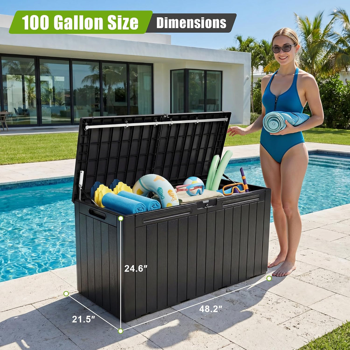 Flamaker Resin Deck Box 100 Gallon Large Outdoor Storage Box Waterproof