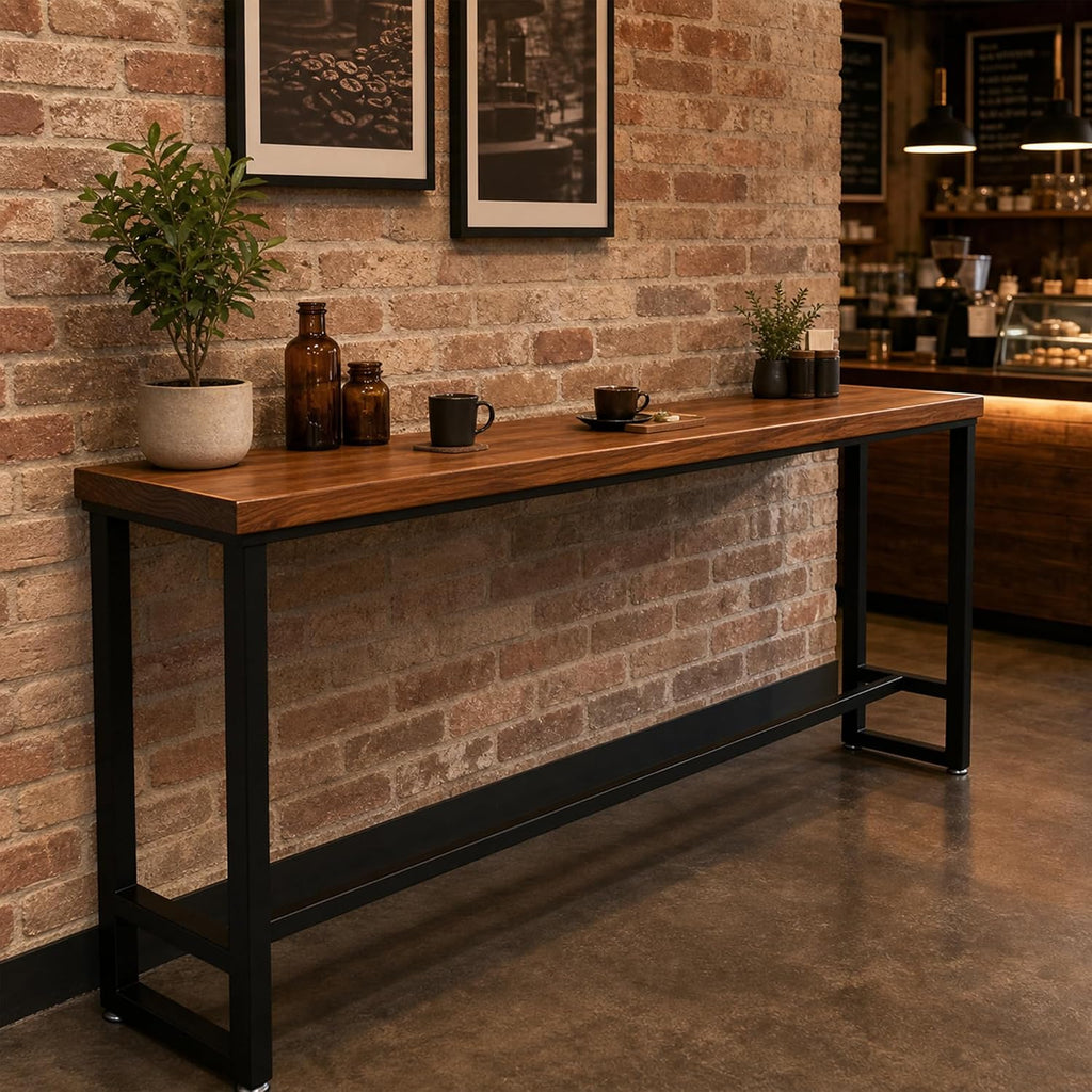 94.5" Solid Wood Bar Height Table, Long Narrow High Top Pub Table