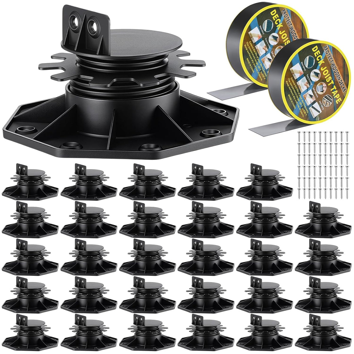 Timtin 30 Pack Adjustable Deck Support Pedestals, 1-3/16 to 2-3/8 in