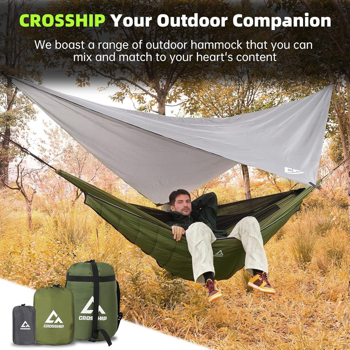 Camping Hammock with Mosquito Net, Underquilt & Rain Fly Tarp