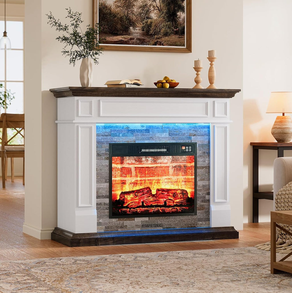Naice 44" Electric Fireplace Mantel with LED Light & 23in Insert Heater
