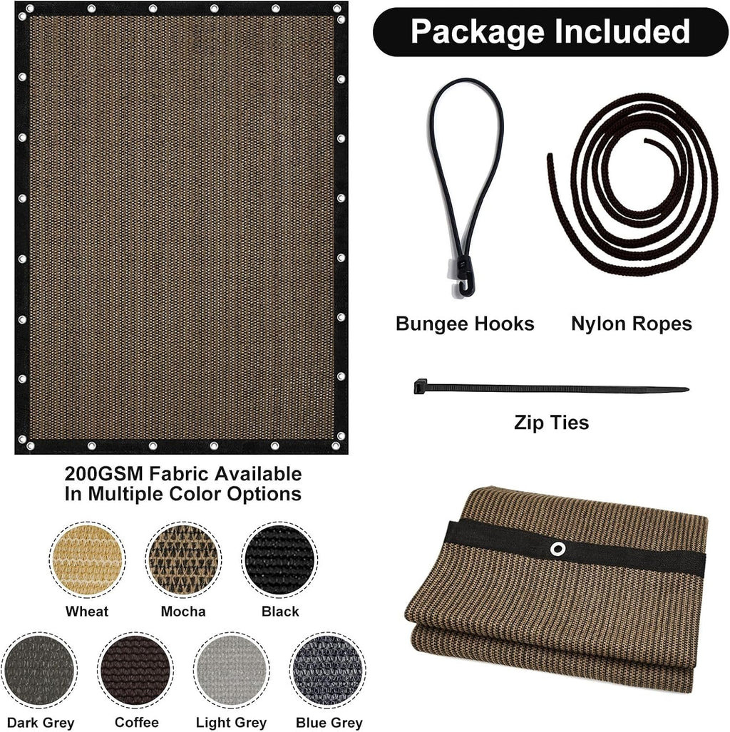 Artpuch 90% Sun Shade Cloth, 10 x 12 FT Pergola Shade Cover Canopy with Grommets, Sun Screen Fabric Tarp for Patio, Outdoor, Garden, Backyard, Mocha