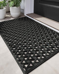 DEXI Front Door Mat Outside Entrance Rubber Floor Doormat, 19x30 Black