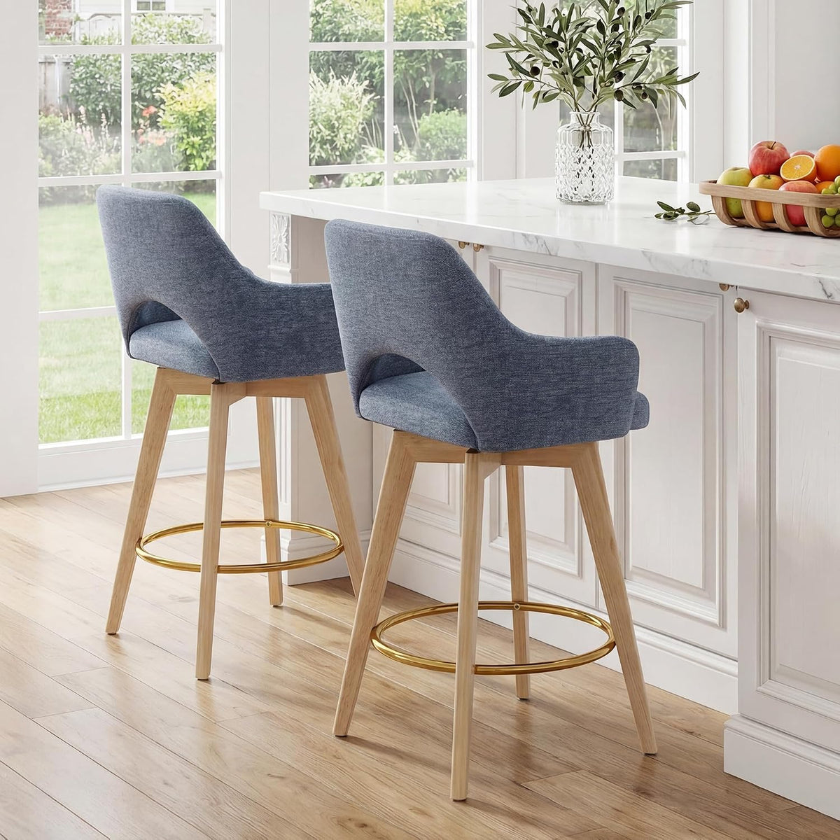 Zesthouse Swivel Counter Stools Set of 4, Wooden Counter Height Bar Stools