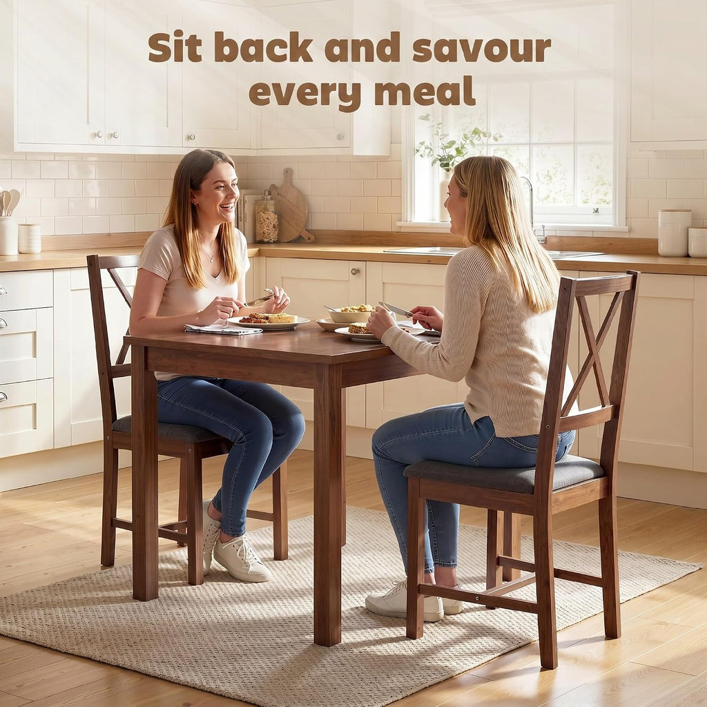 HOMCOM Wooden Dining Chairs Set of 2 with X-Back, Farmhouse, Walnut