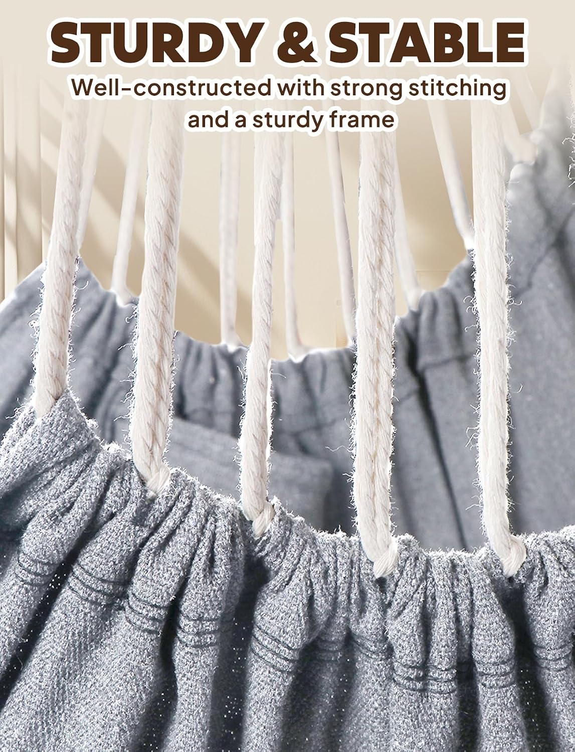 chihee hammock chair with strong webbing straps hooks, close-up detail