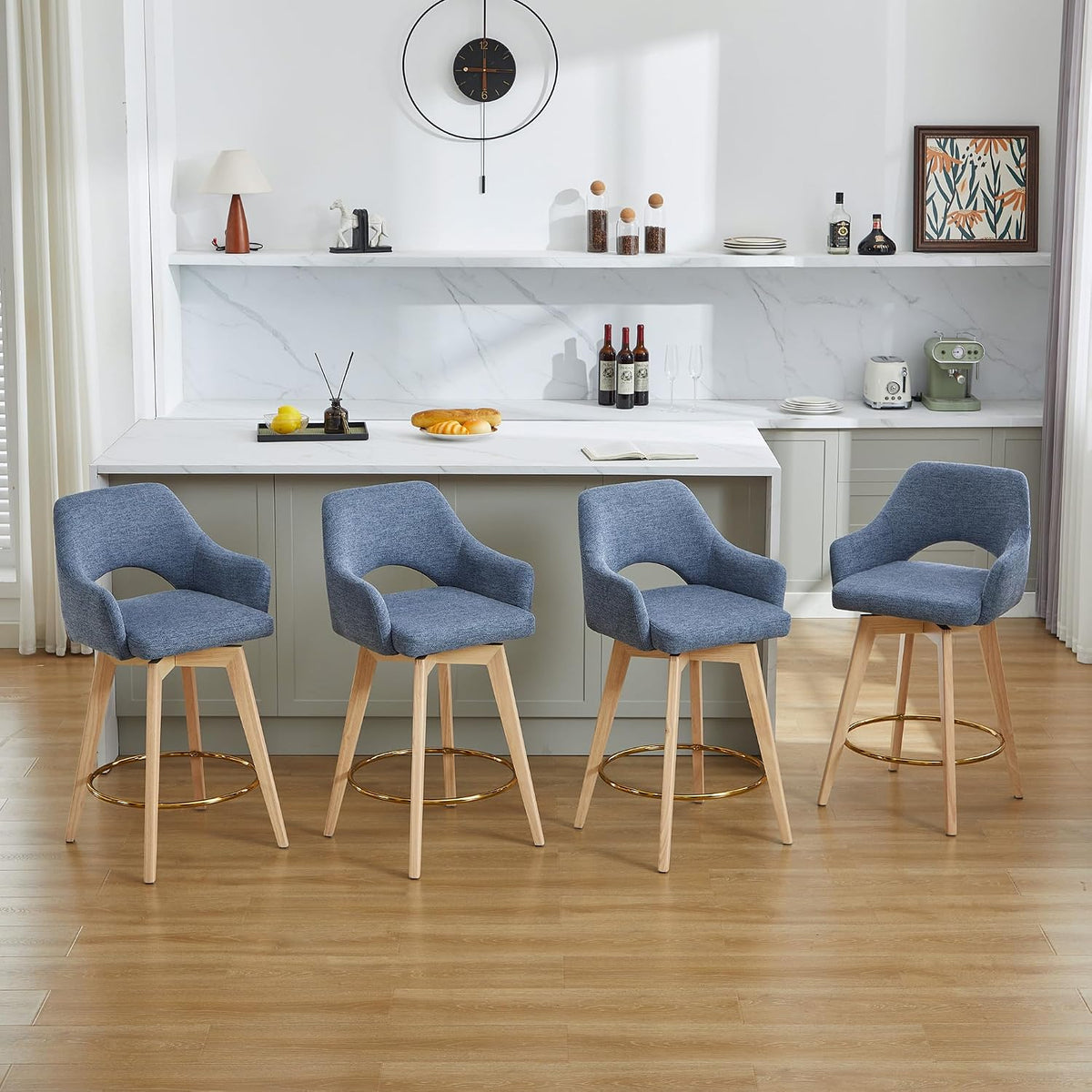 Zesthouse Swivel Counter Stools Set of 4, Wooden Counter Height Bar Stools