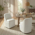 KISLOT Upholstered Dining Chairs with Casters, Washable Cover Modern Dining Room Chairs with Thick Cushion & Sturdy Metal Frame for Kitchen, Living Room, Dressing Room, Beige Fabric, Set of 4