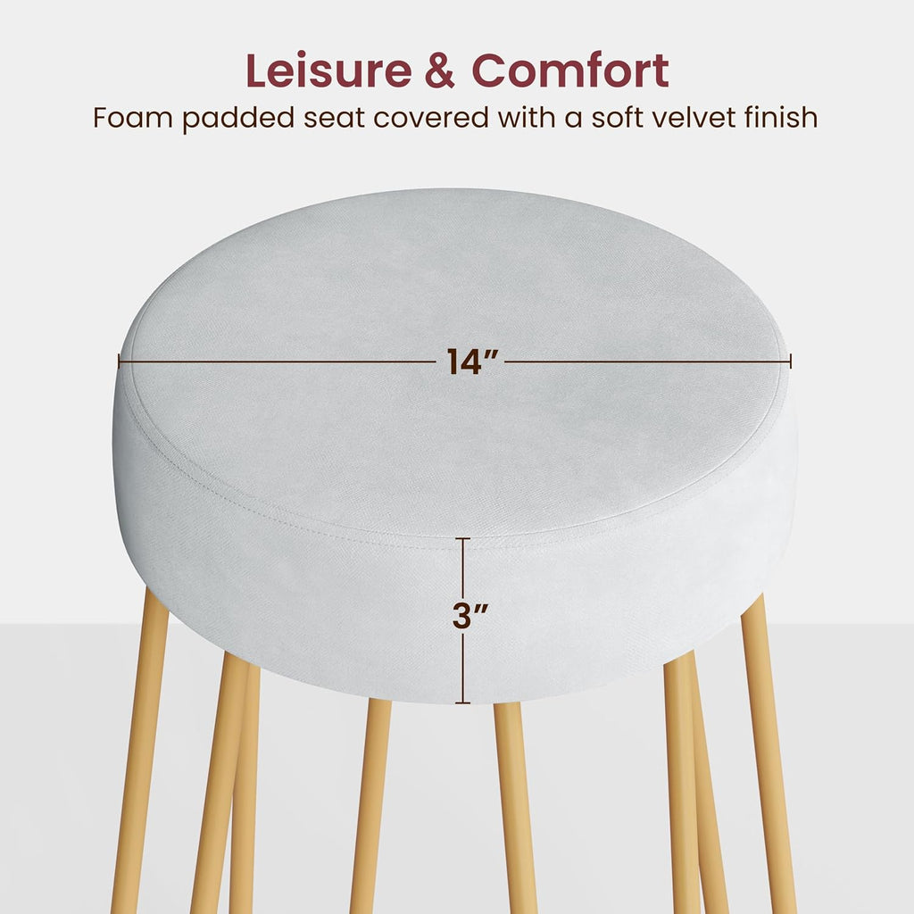 Yaheetech Bar Stools Set of 2, Velvet Counter Stools, Gold Metal Legs, Gray