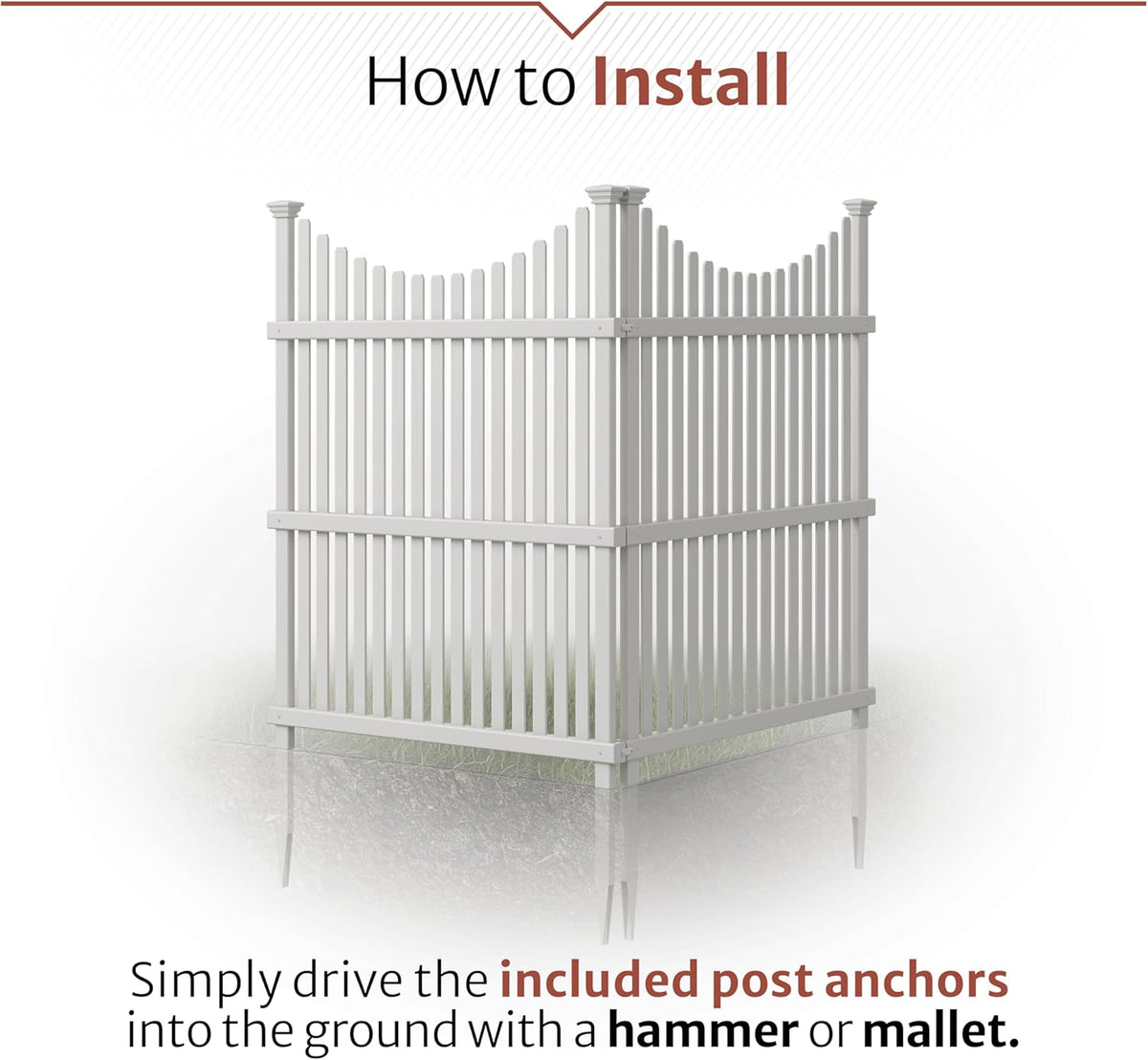 Enclo Huntersville Privacy Screen 2pk, White Vinyl DIY No Dig Kit