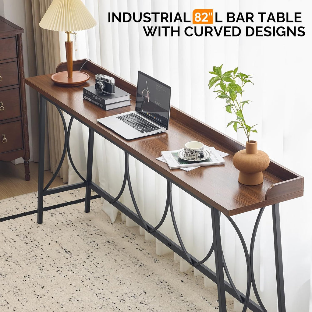 vingli 82" long bar table, rectangular counter height, side view