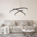 LightInTheBox Modern LED Chandelier 3 Ring Chandelier Dimmable Circular Dining Ceiling Pendant Light for Dinning Room Living Room 60+40+20cm (Black; Light Source: Stepless Dimming)