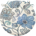 Barnett Home Decor 16" Round Bistro Cushion - Boutique Floral - Indoor/Outdoor: Fade, Weather, Stain Resistant - Latex Foam Fill (Blue - White)