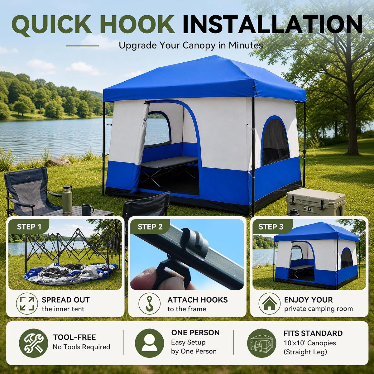 Canopy Inner Tent for 10x10 Pop Up Canopy-Vented Roof (NO Top & Frame)