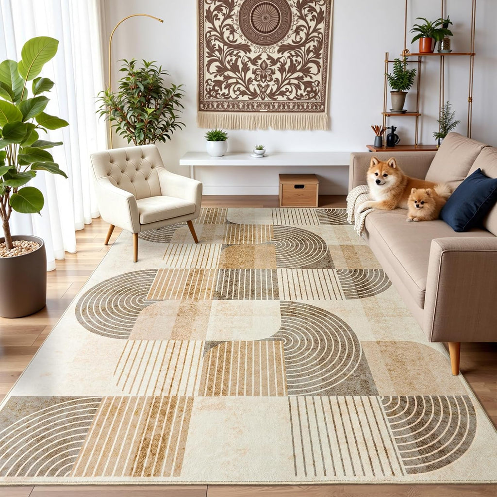 Washable Area Rugs for Bedroom Living Room 4x6 ft, Non-Slip Modern Rug