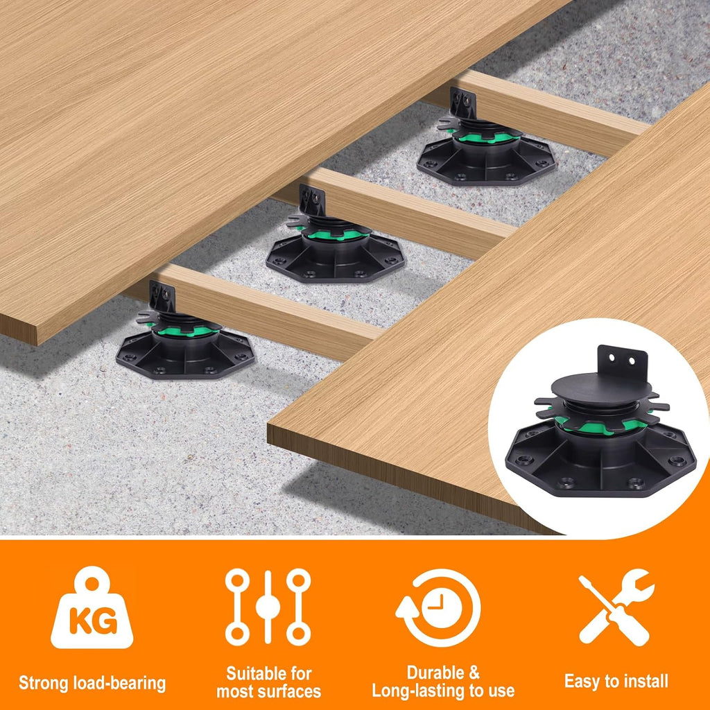 adjustable deck support pedestals, 1-9/16" to 2-3/8" height on a desk or shelf