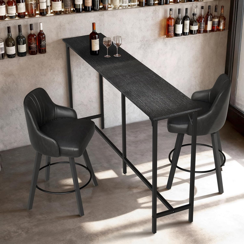 VINGLI 71 Inch Bar Table, Rectangular Counter Height Home Pub Table, Black