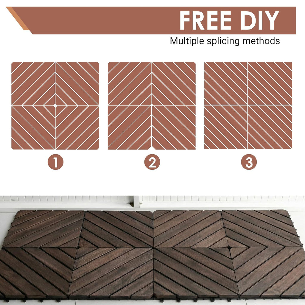 primezone 9 pcs solid acacia wood interlocking patio on a desk or shelf