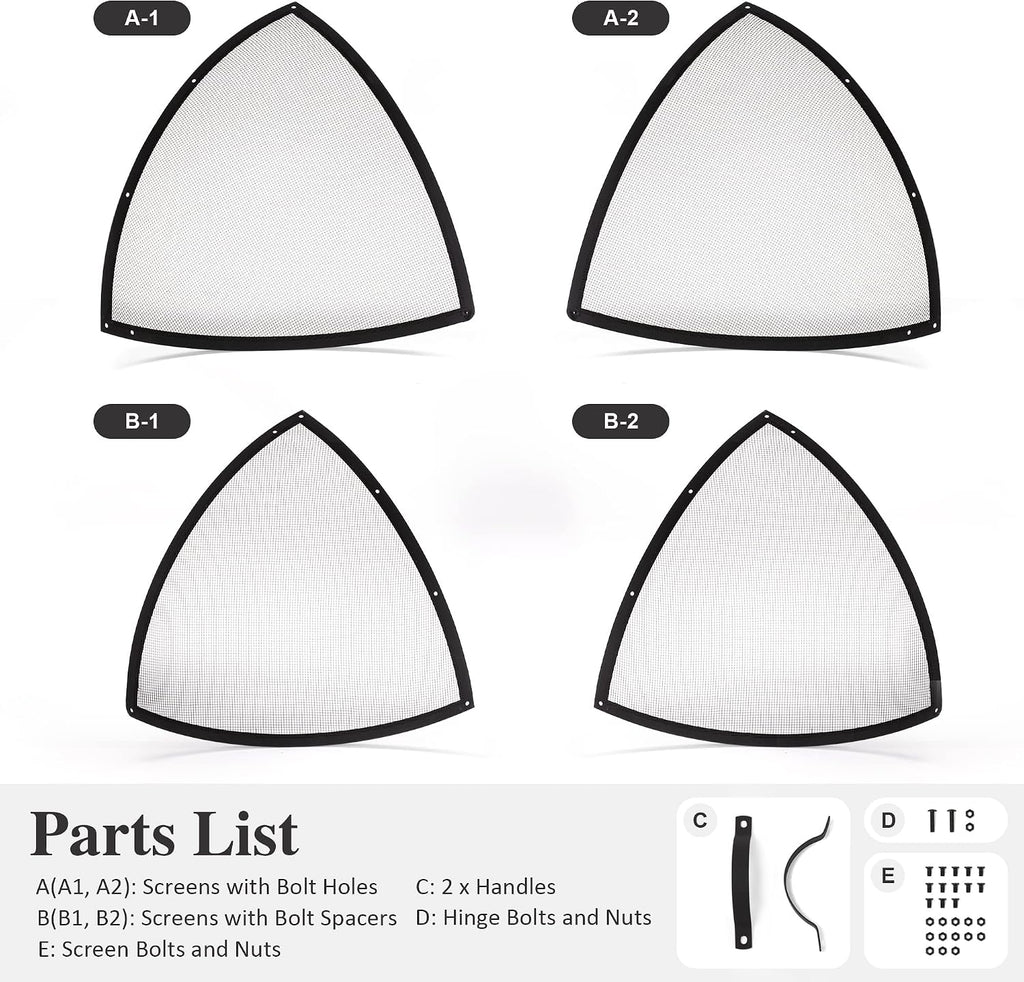 SUNCREAT Outdoor Fire Pit Spark Screen Cover Accessory, Patio Round Easy-Opening Fire Mesh Screen Guard, Heavy Duty Steel Fire Pit Ember Lid with Hinge, 32 Inch