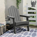 LUE BONA Folding Adirondack Chair, Cup Holder, Woodgrain, Fire Pit, Patio, Pool, Dark Grey