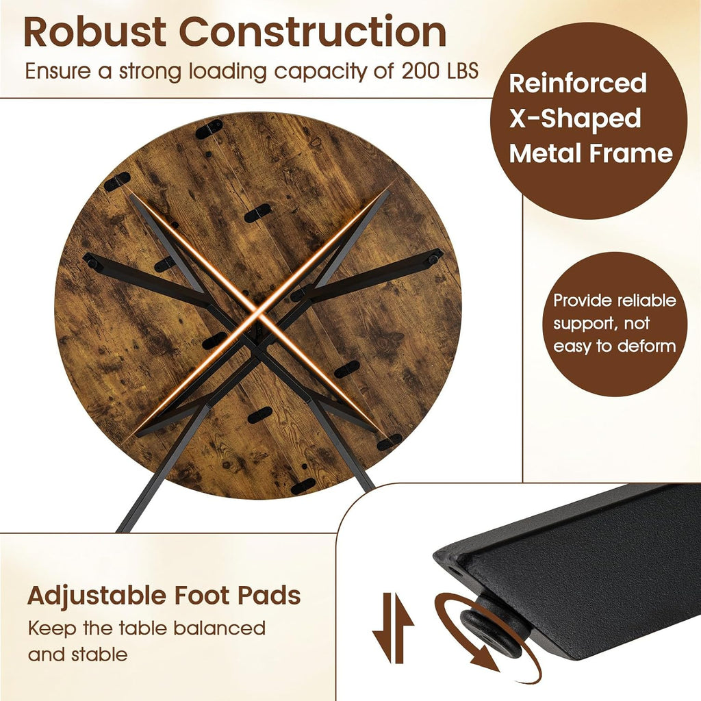 GIANTEX Folding Dining Table for 4, 47" Round Kitchen Table for Small Space