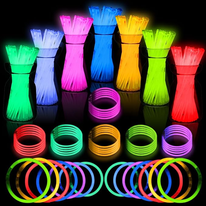 Ultra Bright Halloween Glow Sticks - 500PRO Party Pack with Connectors for Christmas, Neon Birthday and Holidays - Multicolor 8" Glow Sticks Necklaces Bulk