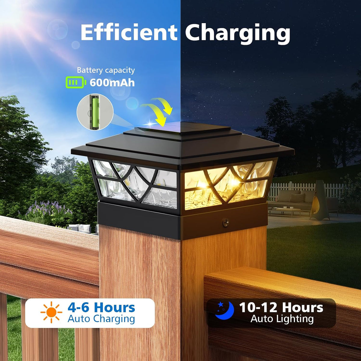 NIORSUN 4x4 Post Solar Lights,Solar Post Lights with 2 Modes, 12 Pack Black