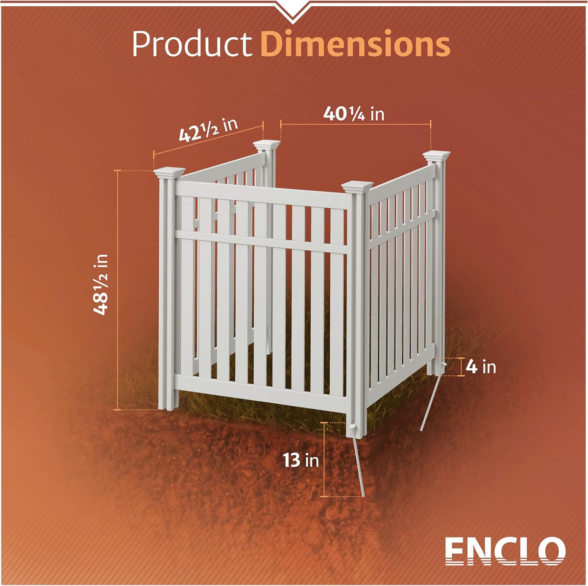 Enclo Hartford Privacy Screen, White Vinyl DIY No Dig Kit