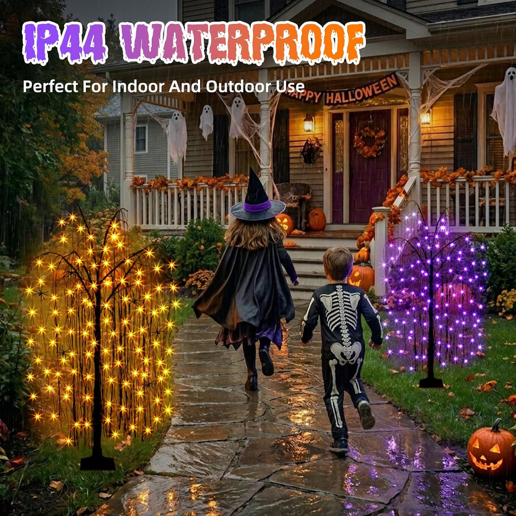 EAMBRITE Halloween Tree 4 FT Lighted Black Spooky Willow Tree Outdoor