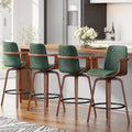 YaFiti Bar Stools Set of 2, 26" Bentwood Counter Stools with Arms, Green